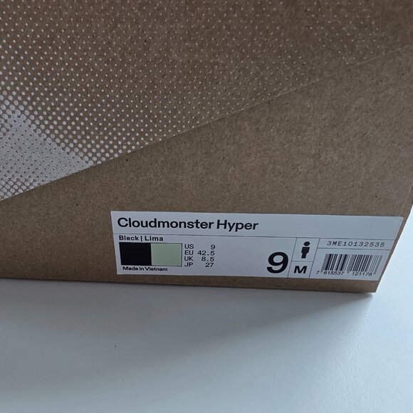 On Cloudmonster Hyper - 9 - Black/Lima - New in Box - Picture 3 of 4